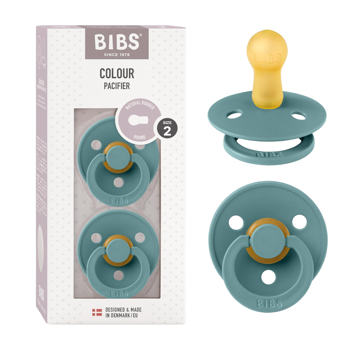 BIBS Colour Baby Pacifier with Round Nipple, Soft Silicone Shield
