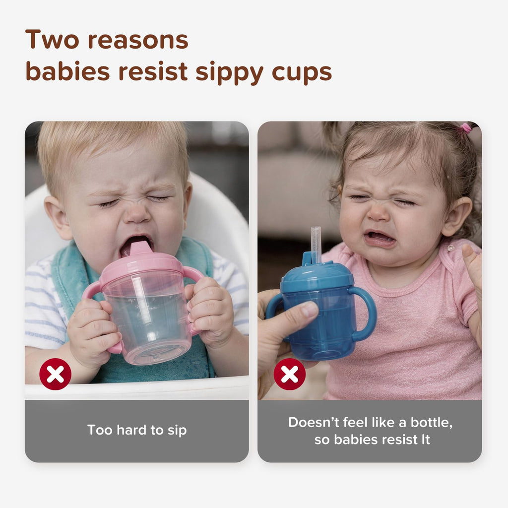 Spill-Proof Weighted Straw Sippy Cup with Handles & Lid