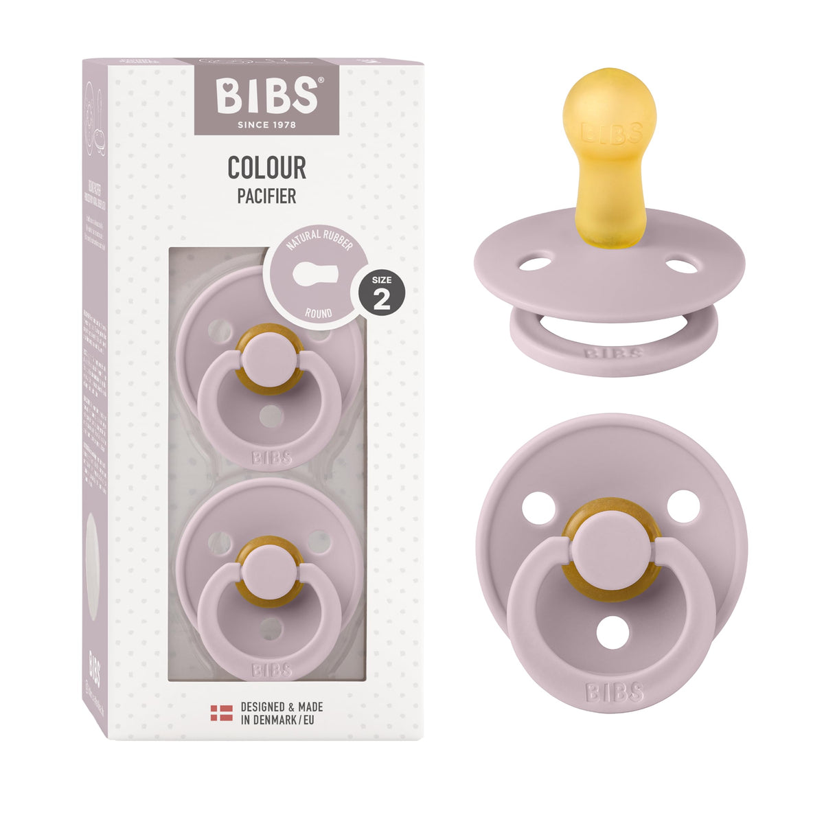 BIBS Colour Baby Pacifier with Round Nipple, Soft Silicone Shield