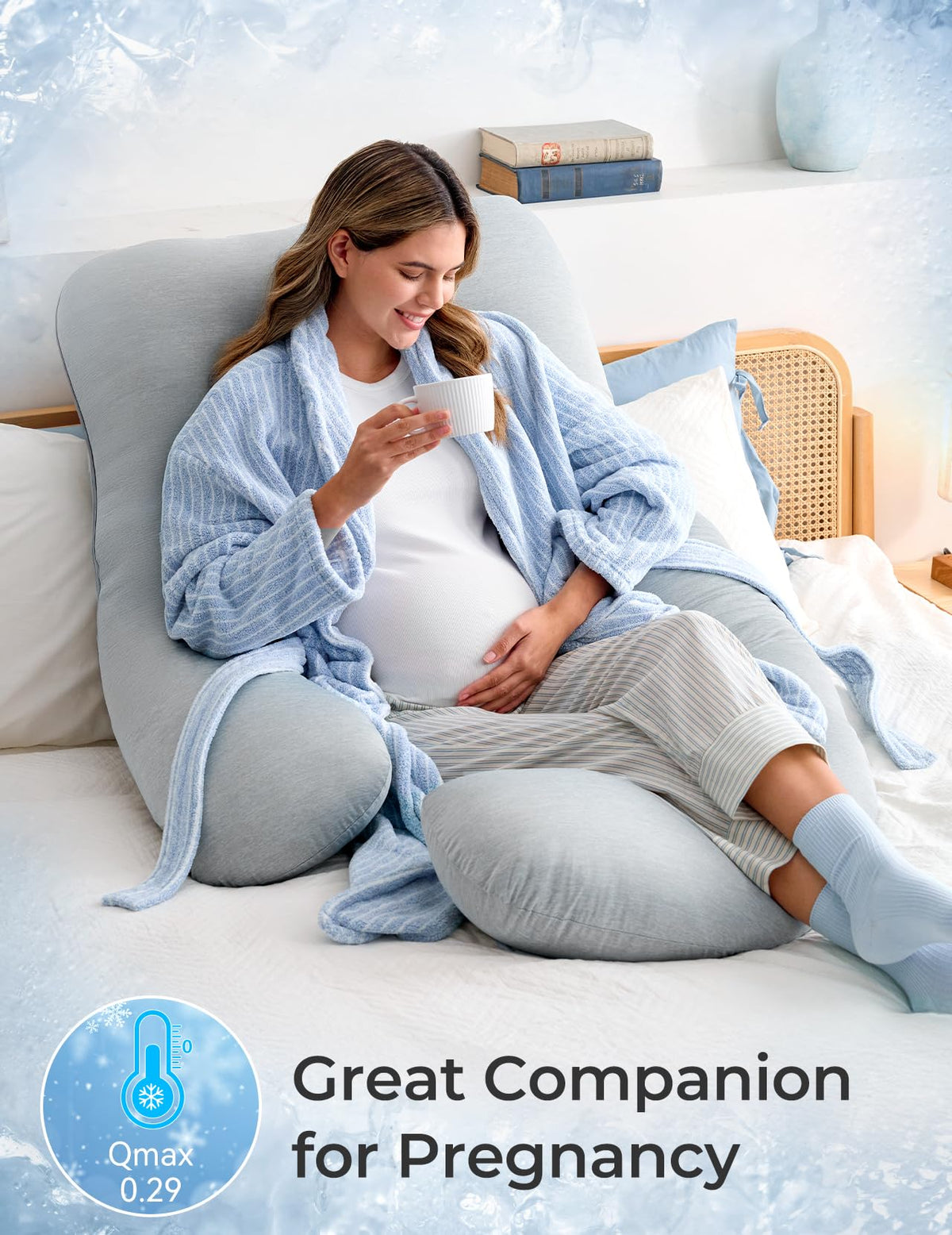 Momcozy Maternity Comfort Bundle with Pregnancy Pillow & Cream