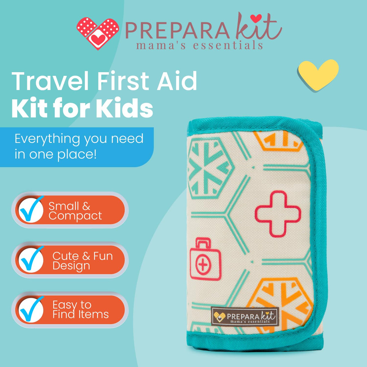 PreparaKit Kids First Aid Kit, 75-Piece Travel Kit for Babies & Toddlers