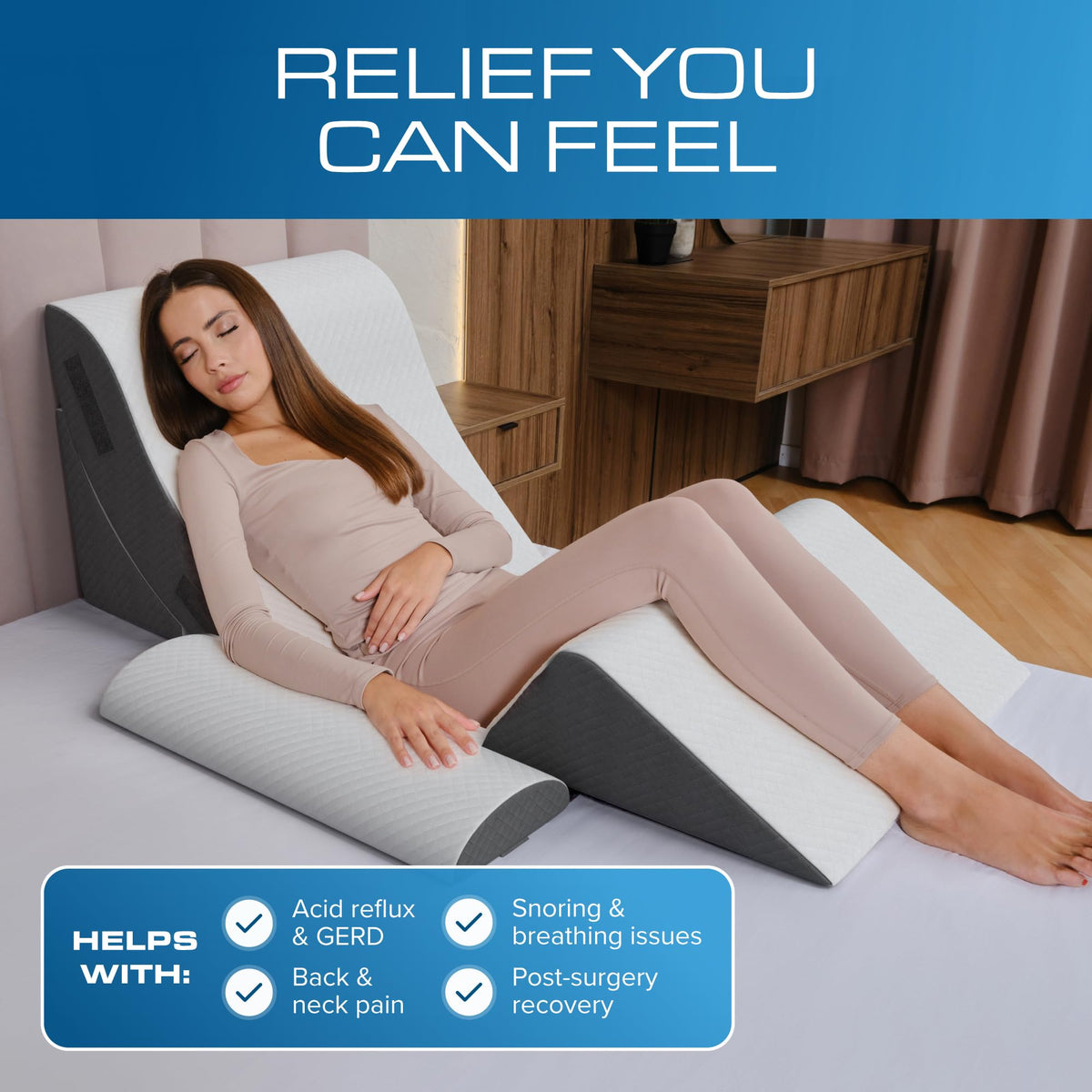 Kolbs Bed Wedge Pillow for Sleep Apnea, Reflux & Back Pain