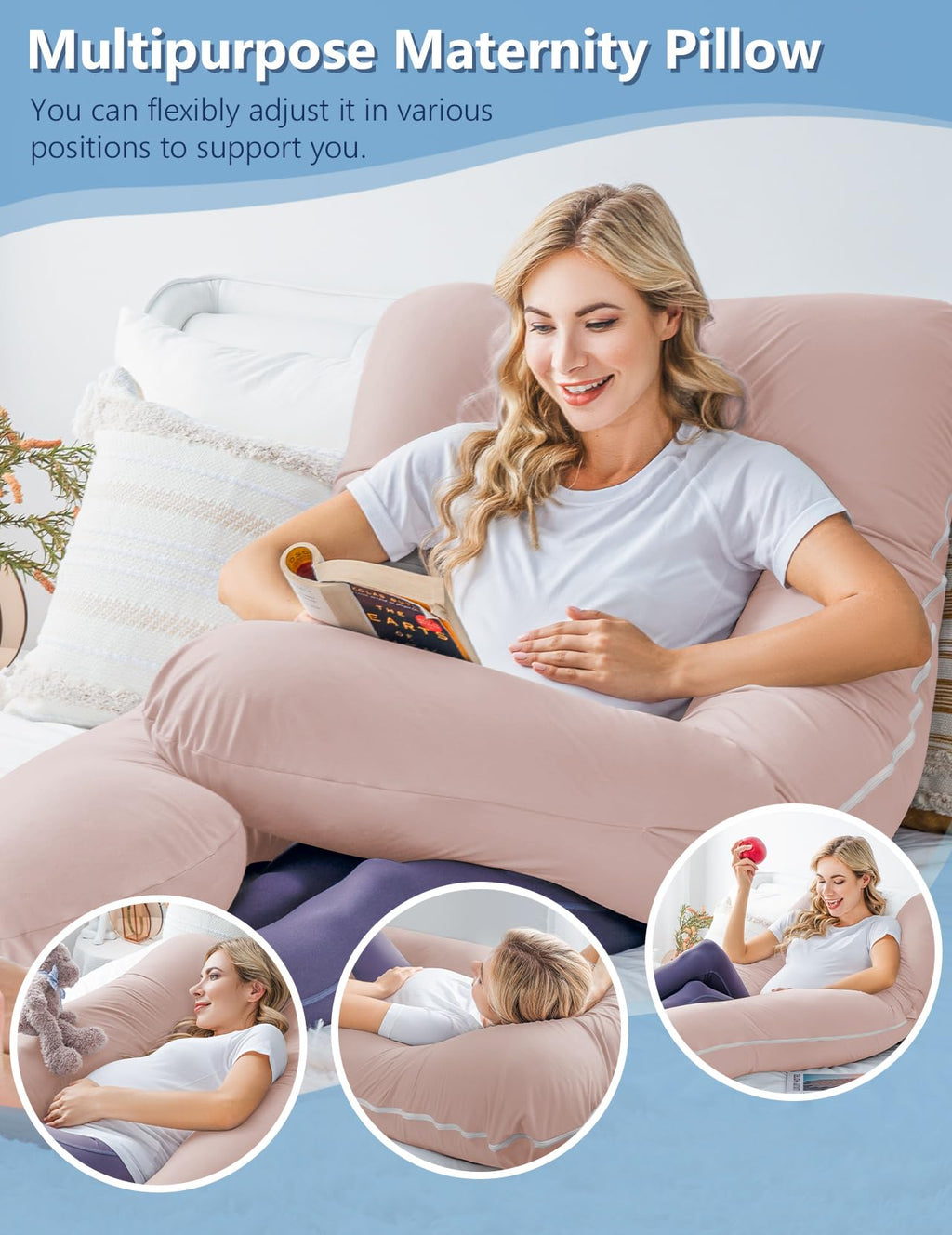 Meiz U-Shaped Full Body Pregnancy Pillow with Removable Cover