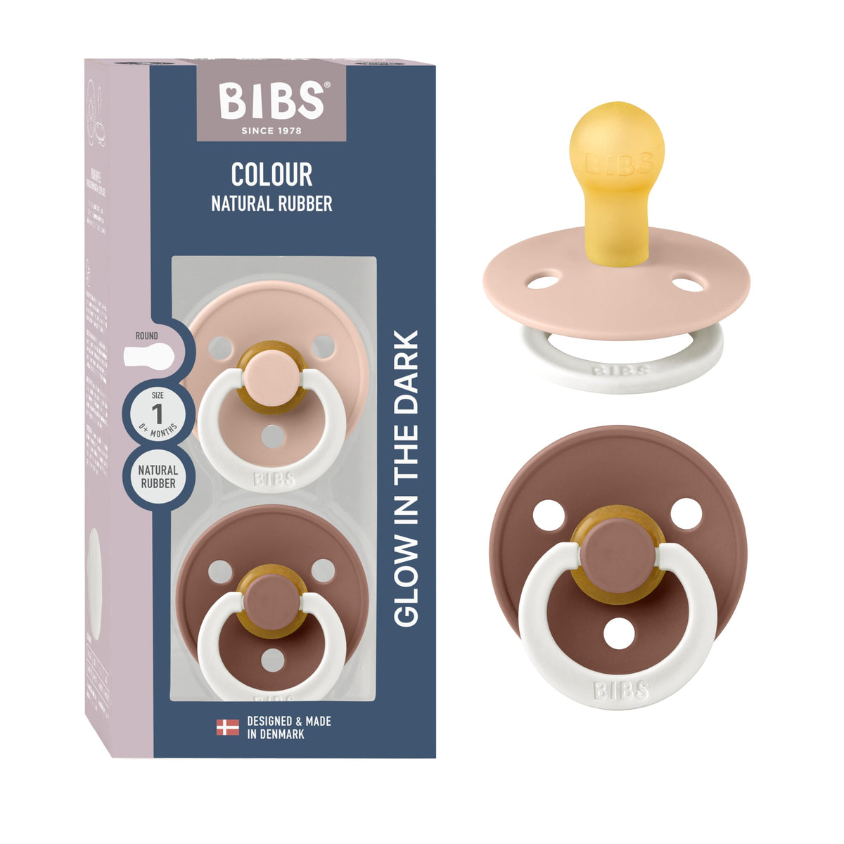 BIBS Colour Baby Pacifier with Round Nipple, Soft Silicone Shield