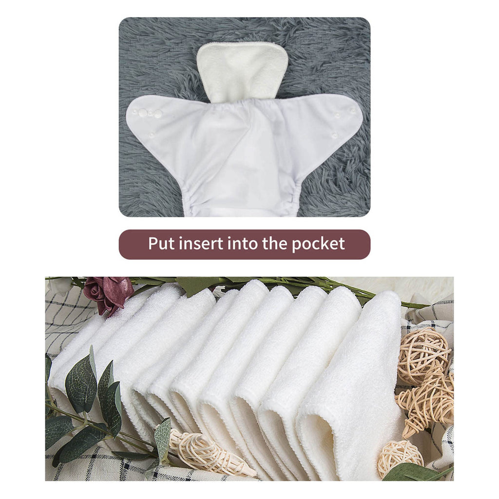 ALVABABY Reusable Cloth Diapers with Inserts, 6-Pack Adjustable Baby Covers