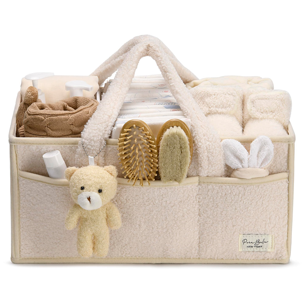 PeraBella Baby Diaper Caddy Organizer, Portable Nursery Storage Basket for Changing Table