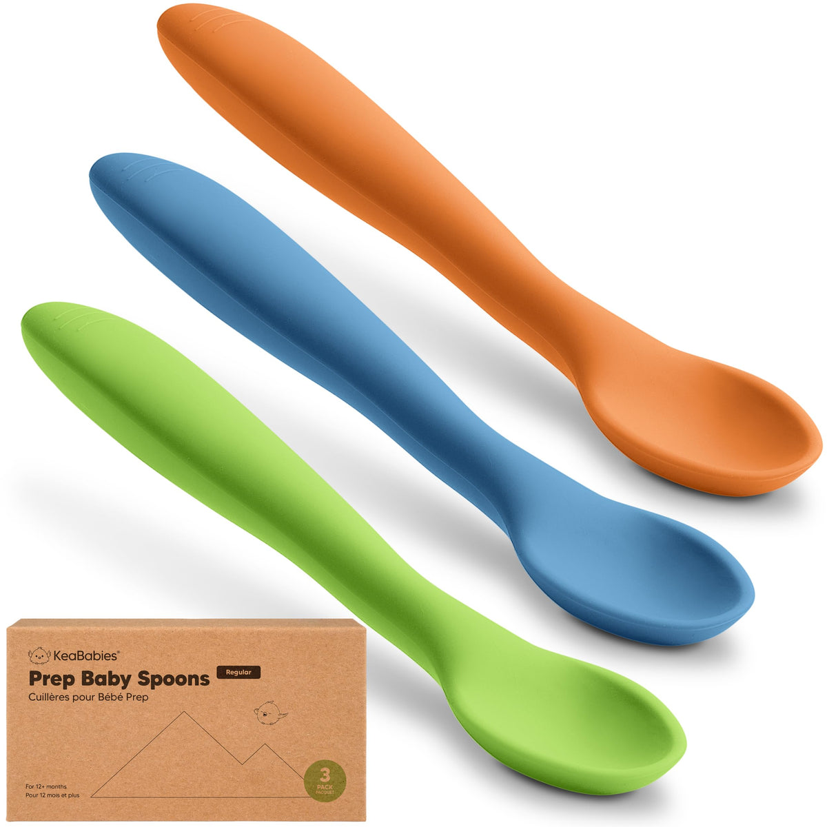 3-Pack Silicone Baby Spoons for Self-Feeding & Weaning