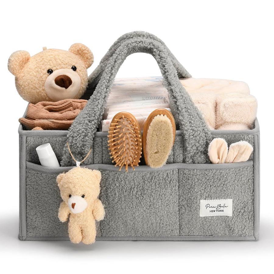 PeraBella Baby Diaper Caddy Organizer, Portable Nursery Storage Basket for Changing Table