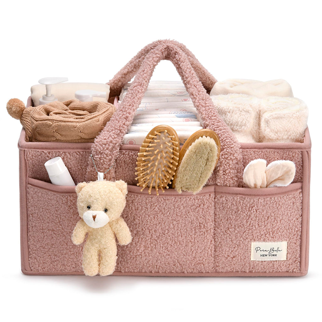 PeraBella Baby Diaper Caddy Organizer, Portable Nursery Storage Basket for Changing Table