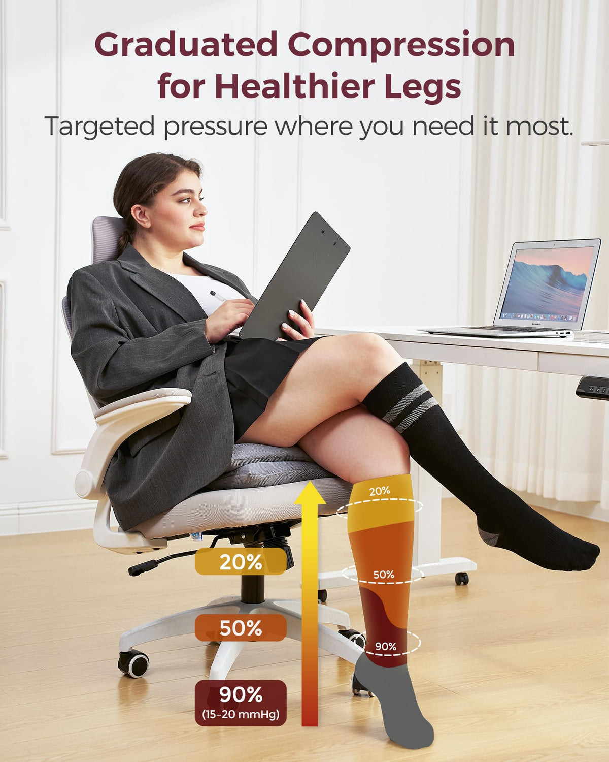 Momcozy 15-20mmHg Wide Calf Compression Socks for Women