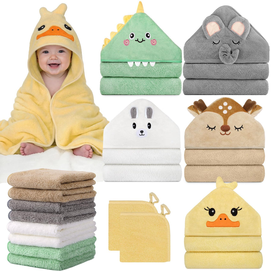 CandyHome 15 PCS Baby Bath Towels Set for Newborn Infant Toddler Essentials