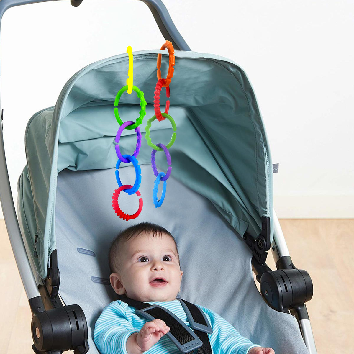 KUTOI Baby Teething Rings and Stroller Toy Links, 24-Piece Set