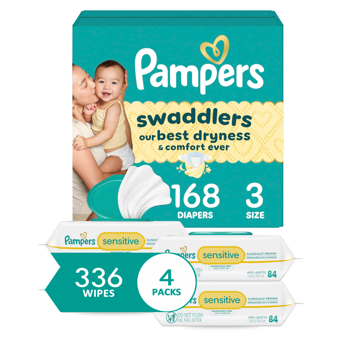 Pampers Swaddlers Disposable Baby Diapers, Gentle Newborn Diaper Care