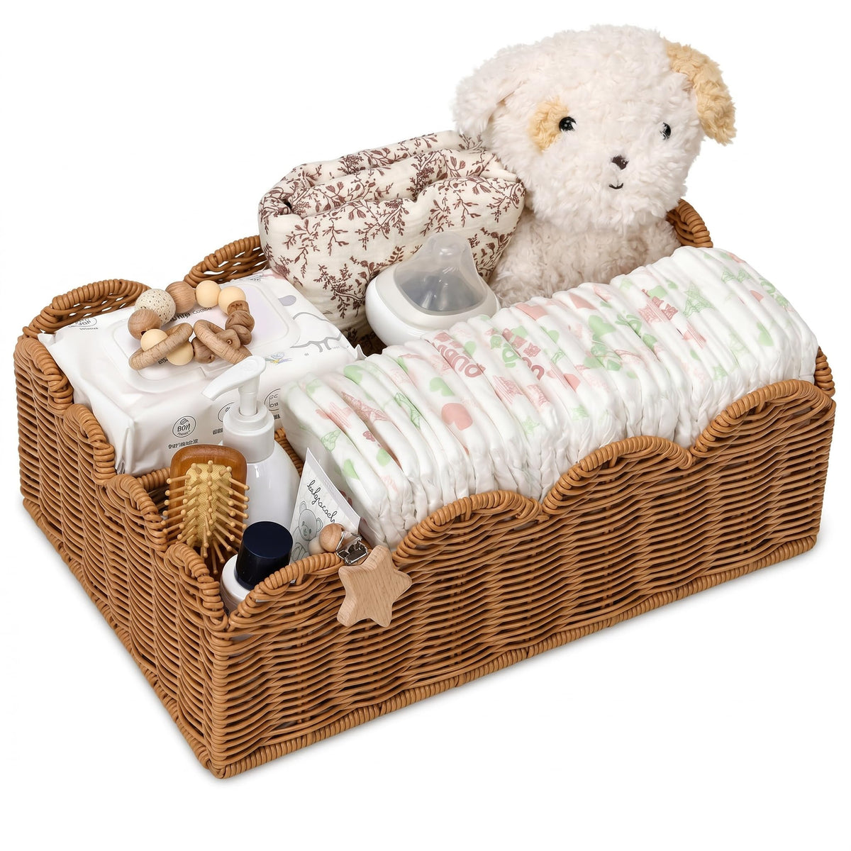 Klippehop Handwoven Wicker Diaper Caddy Organizer Basket
