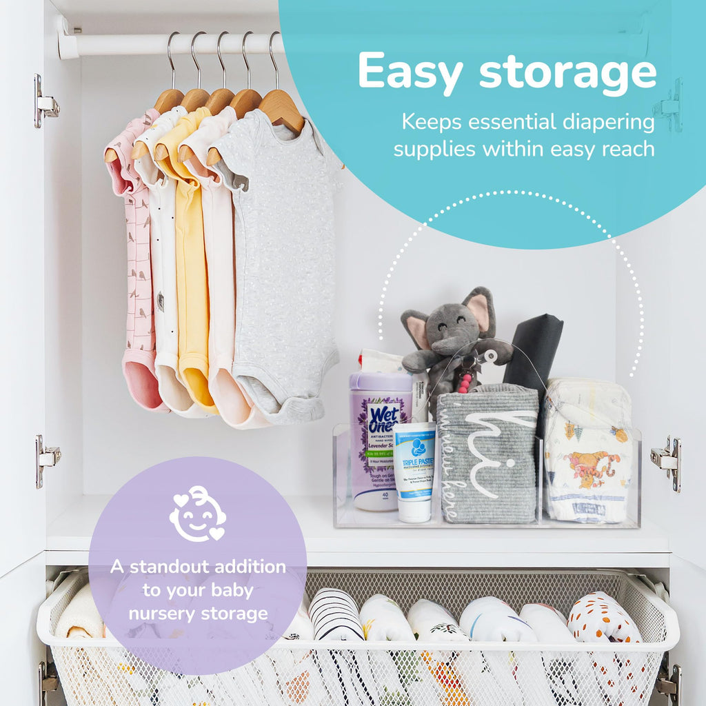 Acrylic Diaper Caddy Organizer with Handle & Compartments