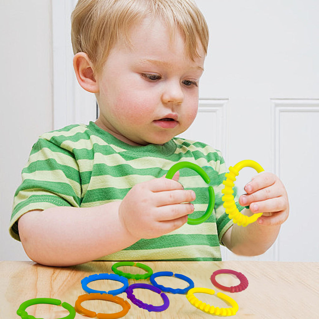 KUTOI Baby Teething Rings and Stroller Toy Links, 24-Piece Set