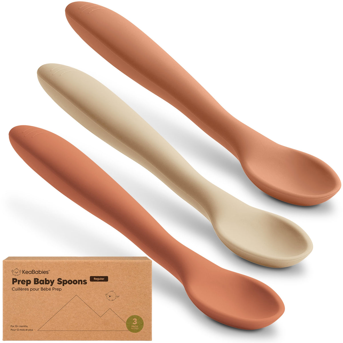 3-Pack Silicone Baby Spoons for Self-Feeding & Weaning