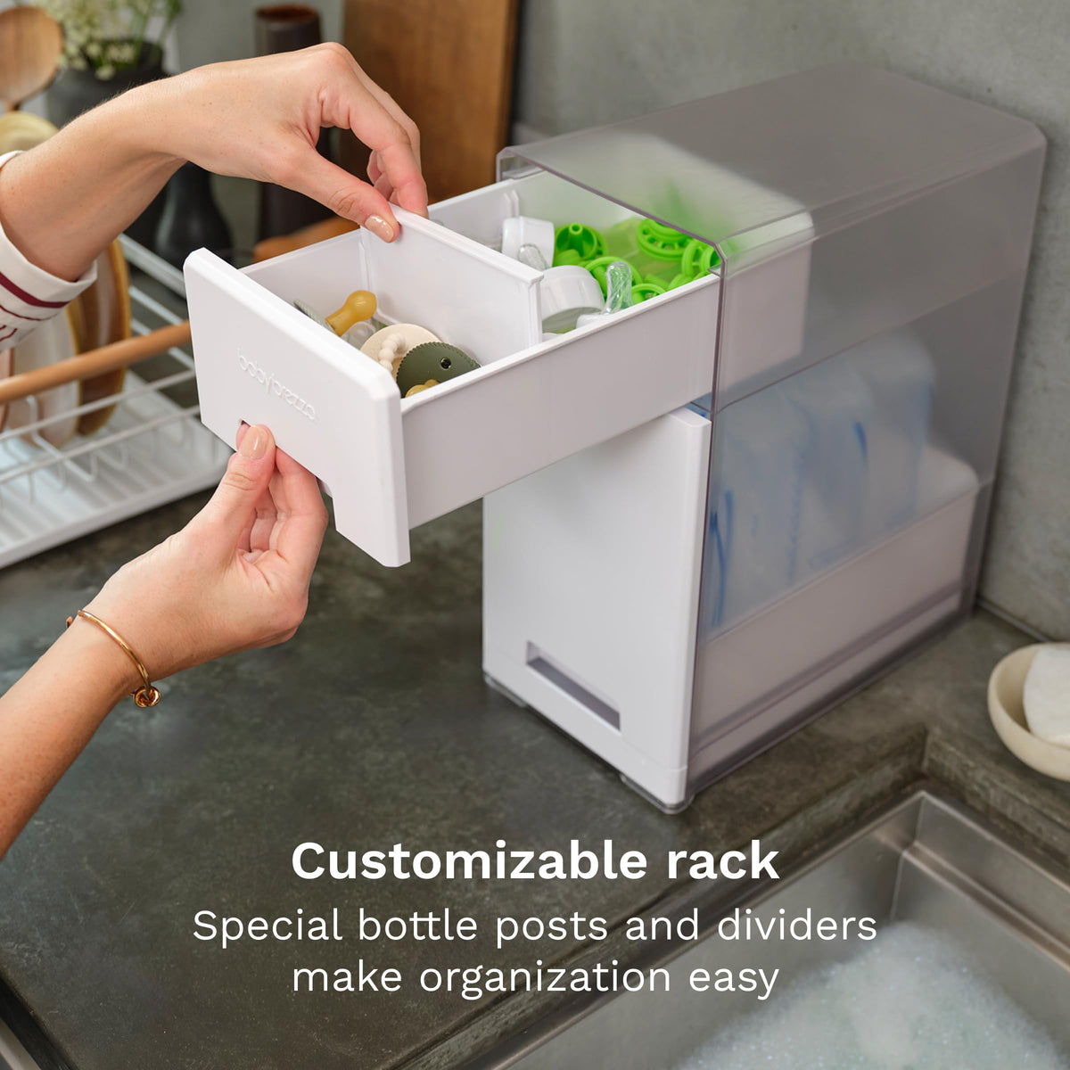Baby Brezza Covered Drying Rack & Countertop Bottle Organizer