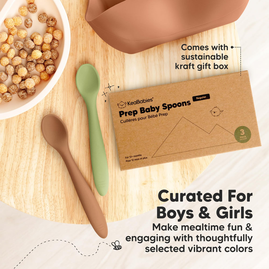 3-Pack Silicone Baby Spoons for Self-Feeding & Weaning