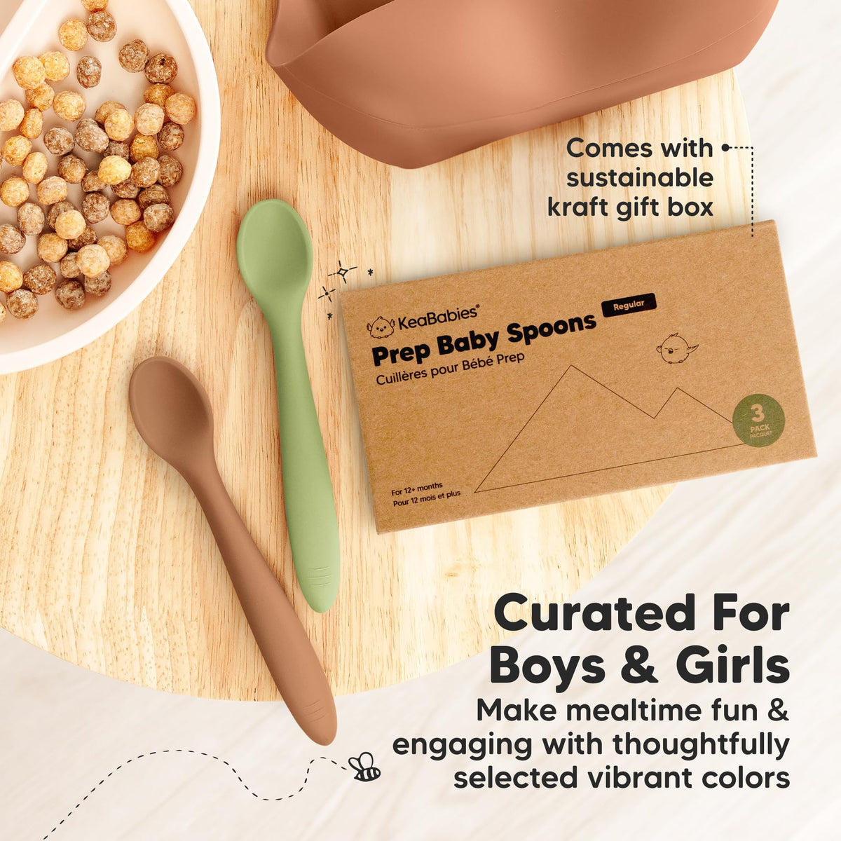 3-Pack Silicone Baby Spoons for Self-Feeding & Weaning
