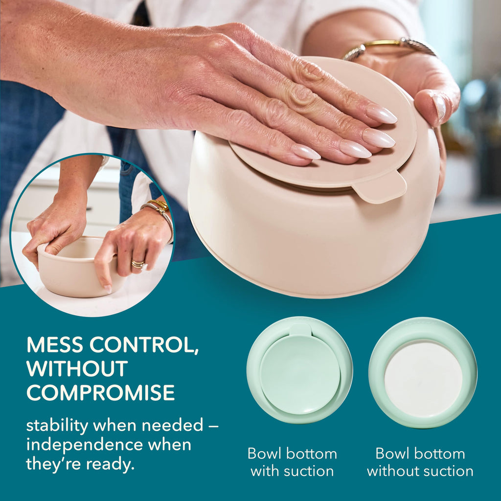Porcelain Kids Bowls with Suction Base & Silicone Lids