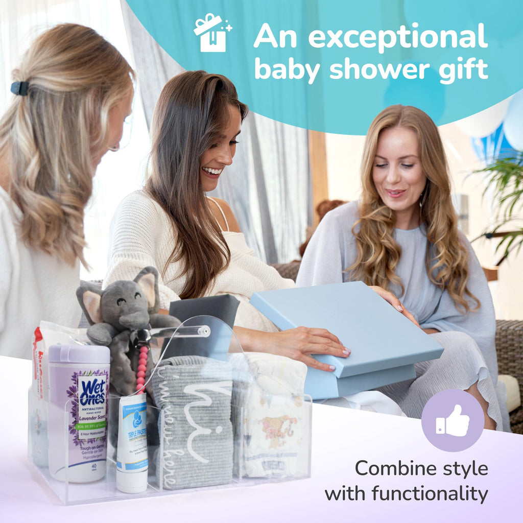 Acrylic Diaper Caddy Organizer with Handle & Compartments