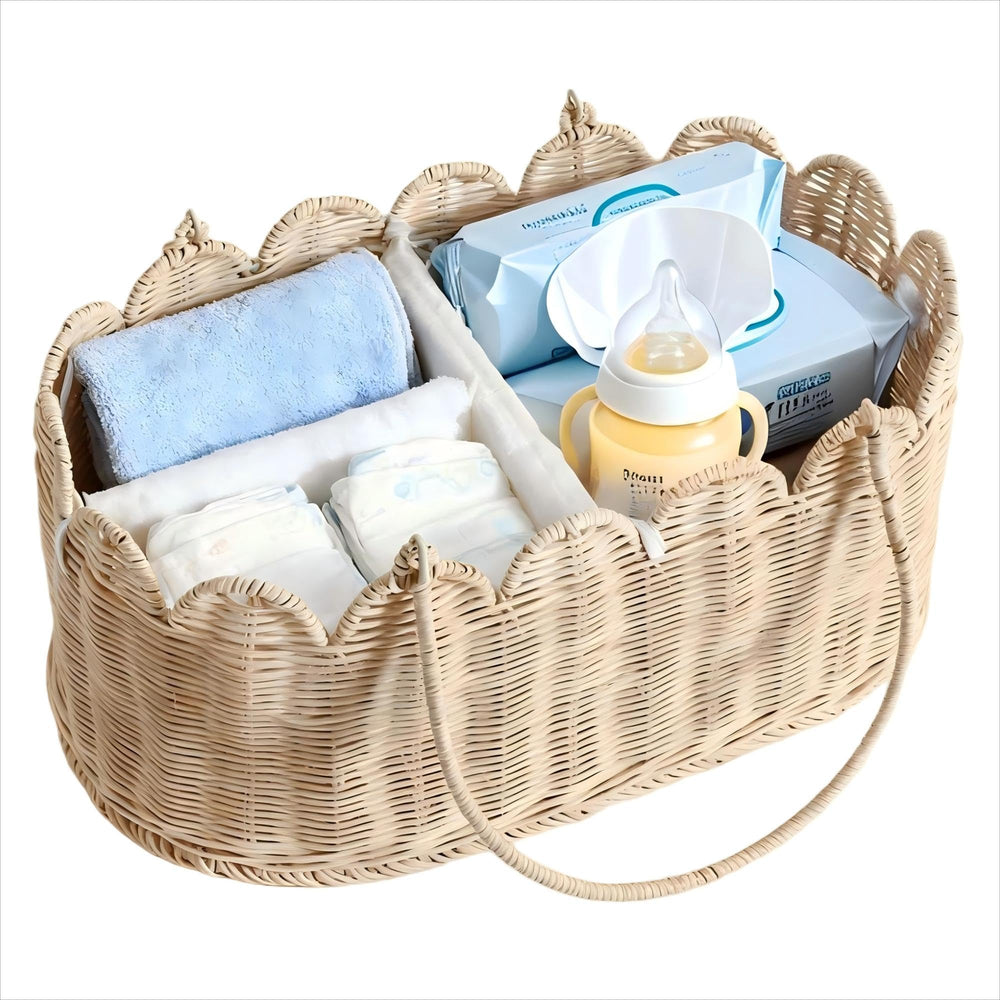 Klippehop 2-Tier Handwoven Diaper Caddy Organizer Basket