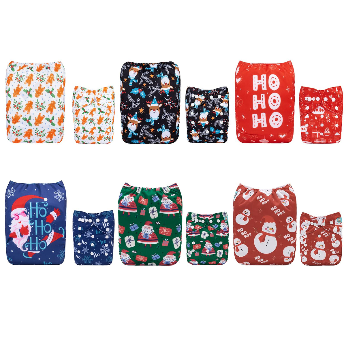 ALVABABY Reusable Cloth Diapers with Inserts, 6-Pack Adjustable Baby Covers