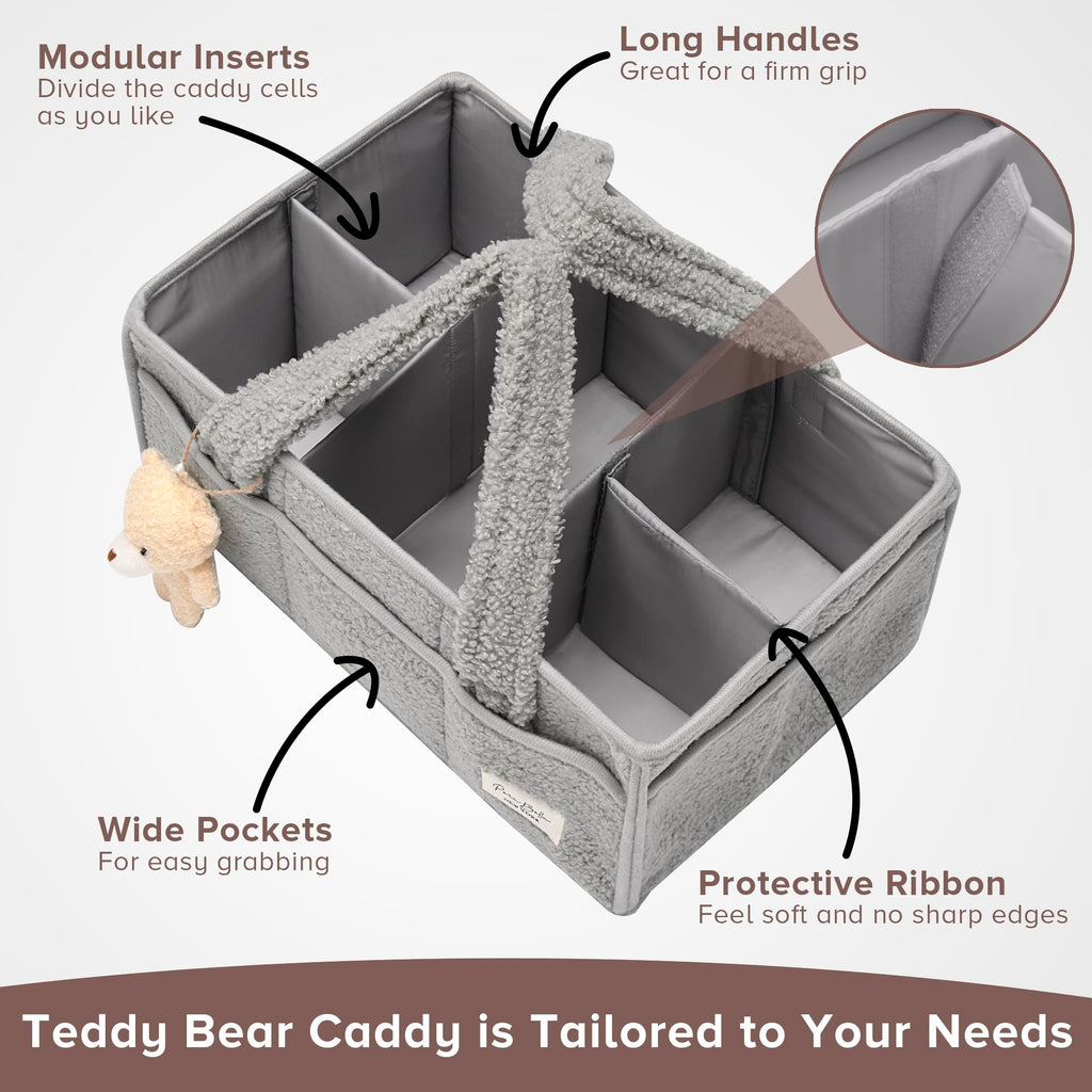 PeraBella Baby Diaper Caddy Organizer, Portable Nursery Storage Basket for Changing Table