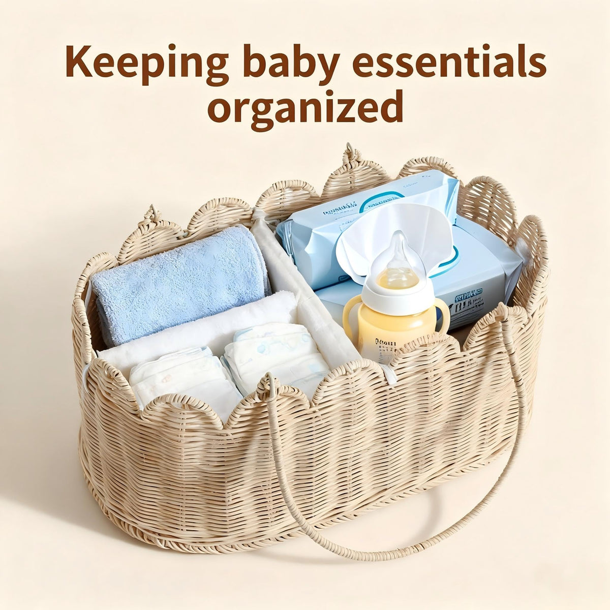 Klippehop 2-Tier Handwoven Diaper Caddy Organizer Basket