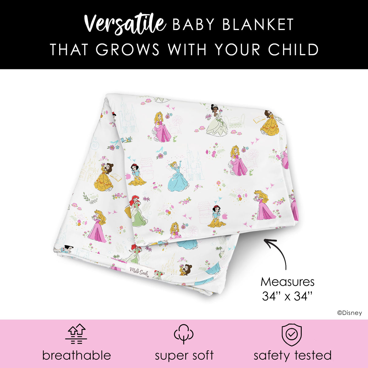 Milk Snob Disney Baby Swaddle Receiving Blanket for Newborns