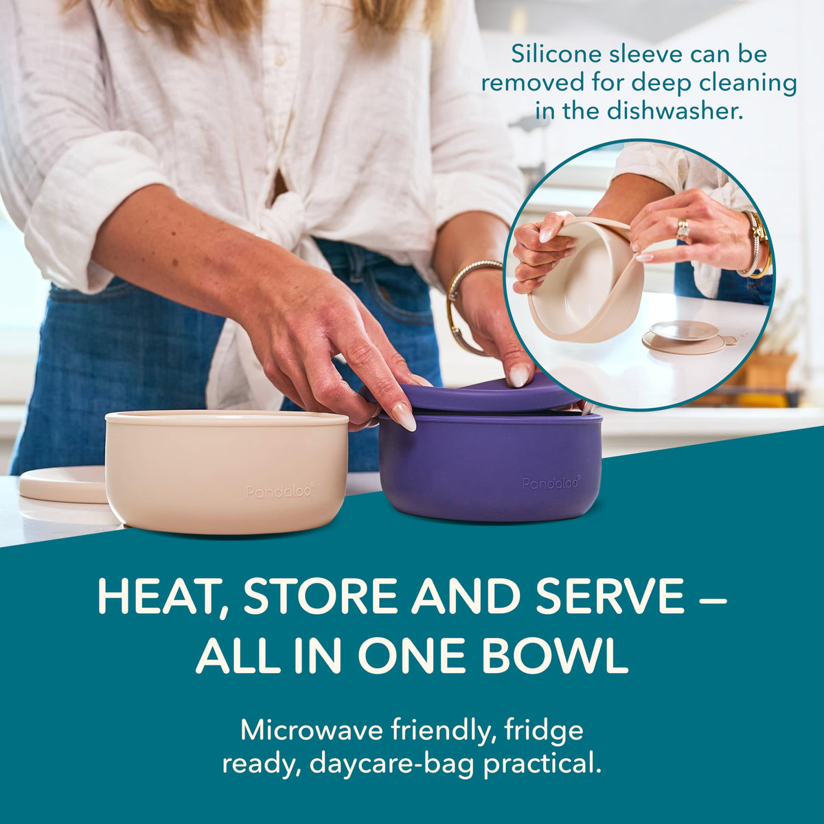 Porcelain Kids Bowls with Suction Base & Silicone Lids