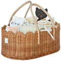 BEBE BASK Scalloped Rattan Baby Diaper Caddy Organizer